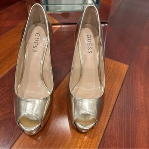 GUESS Gold Peep Toe Women's Shoes